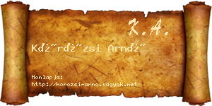 Körözsi Arnó névjegykártya